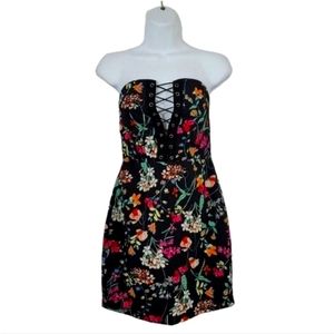 By the way. Kendrah Floral Lace Up Strapless Floral Dress. Size Small NWOT